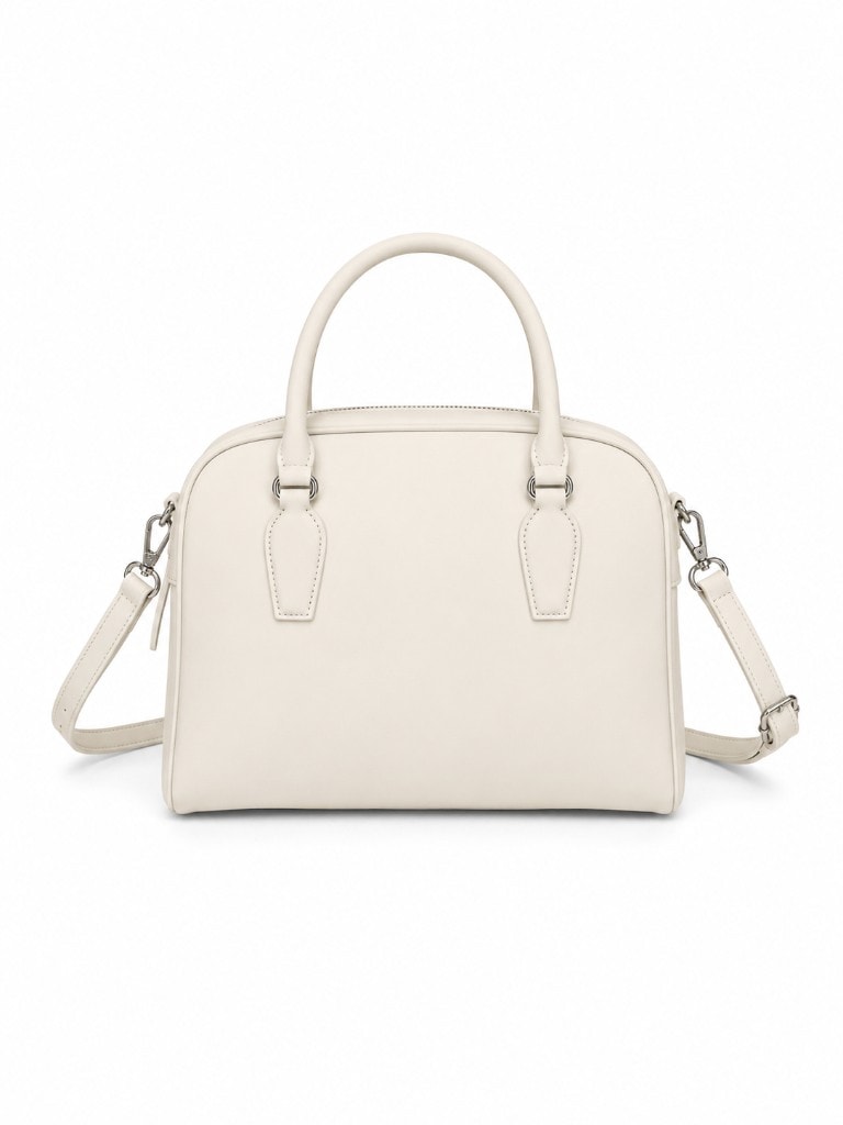 Classic Leather Bowling Bag Off-White — вид спереди