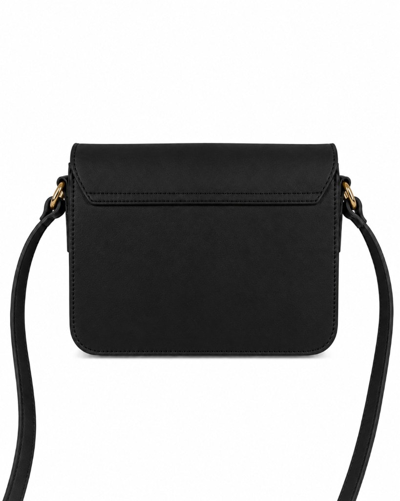 Elegant Leather Crossbody Bag Black — вид сзади