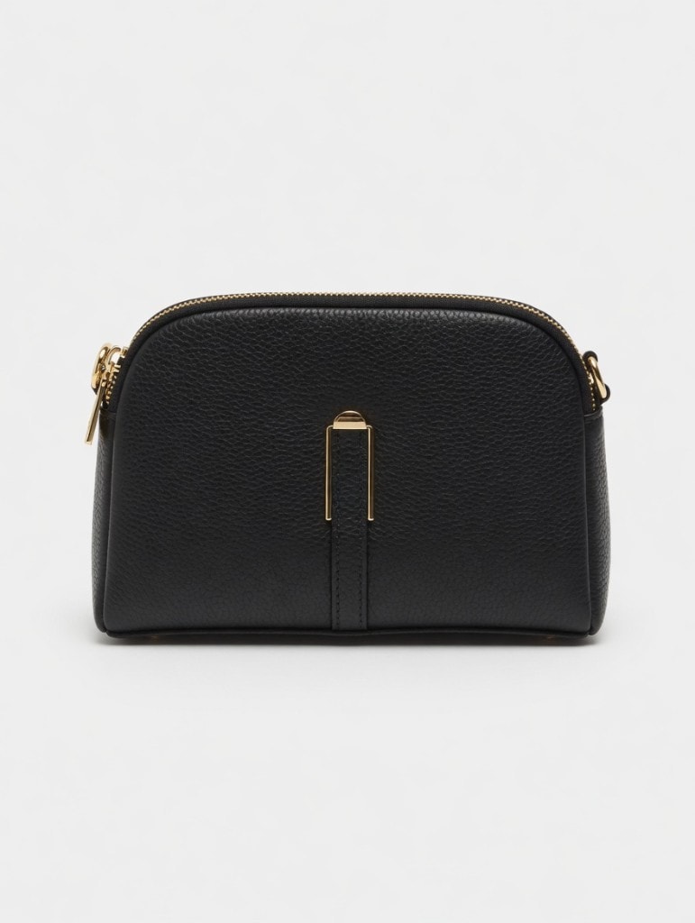 Elegant Leather Crossbody Bag Black — вид спереди