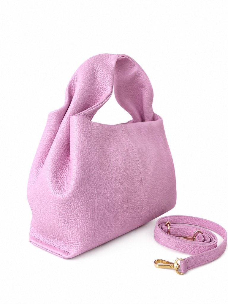 Elegant Leather Hobo Bag Pink — ракурс