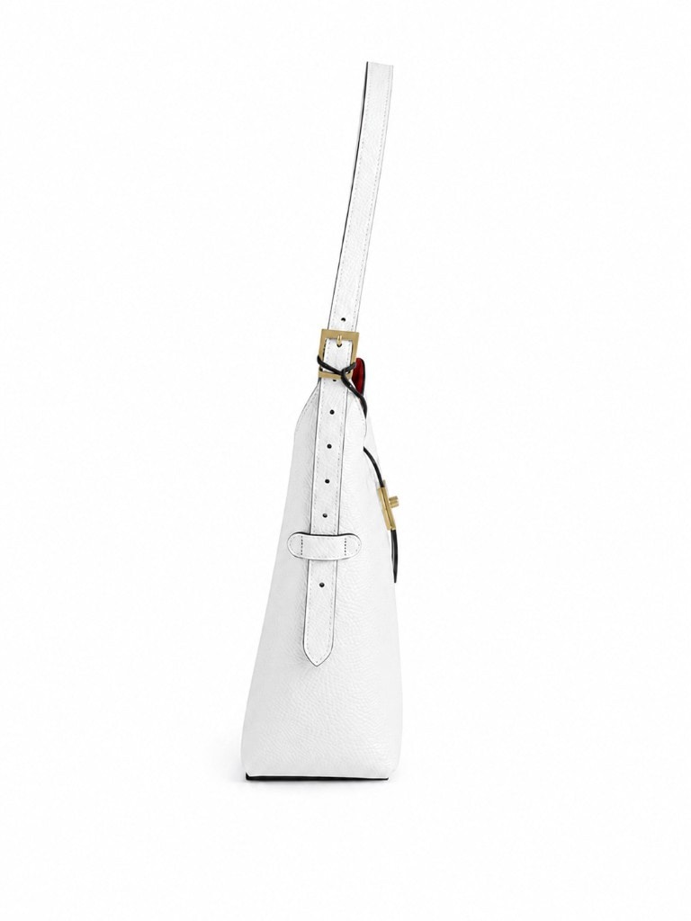 Elegant Leather Hobo Bag White — сбоку