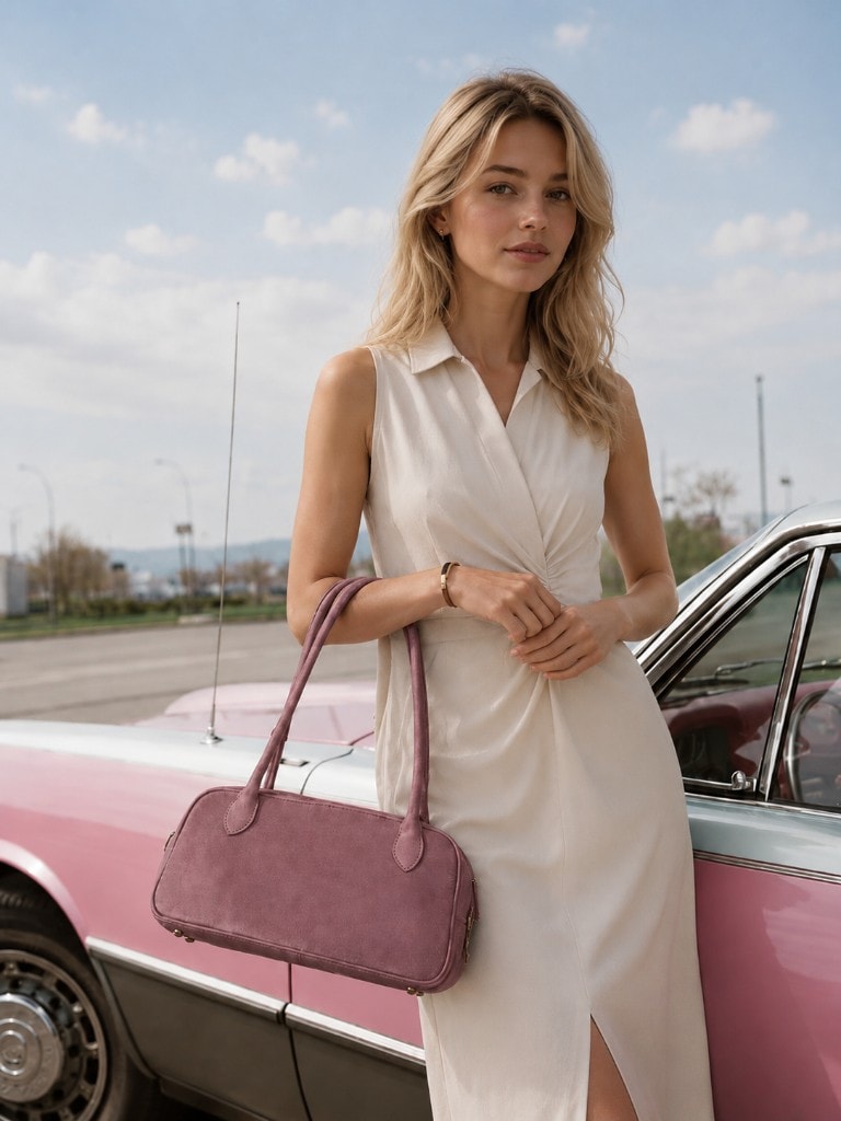Premium Suede Shoulder Bag Pink в образе